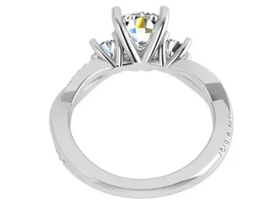 Cushion Diamond Twisted Ring 4528 3D print model
