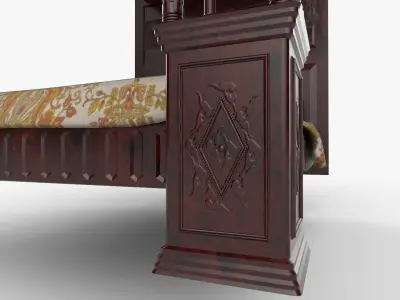 Renaissance style bed 3 Low-poly 3D model