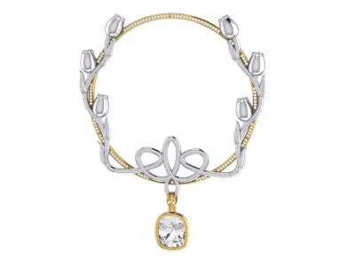 Pedant  Hoop Golden tulips  Art Deco 3D print model