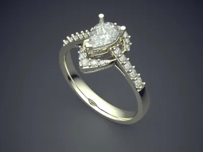 Luxury Ring With Diamonds On The Side CAD 4579 3D print model