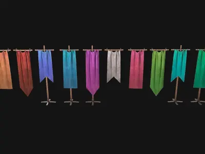 Medieval Flag Low-poly 3D model