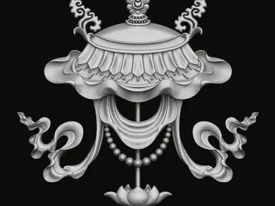 Buddhist Parasol Relief 3D print model