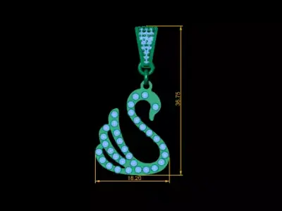 Swan Pendant  Elegant Diamond Studded 3D Printable Jewelry 3D print model