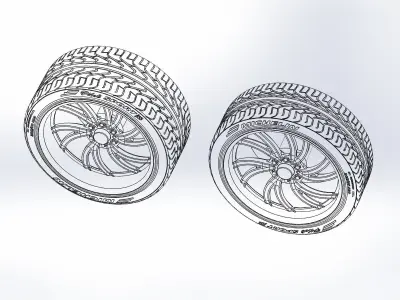 Set of custom wheels Intro Spyder 20inch for your scale model 3D print model