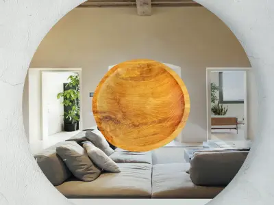 Teak Wood Plate Mirror 3D model