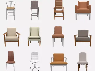 Collection of Chair - 12 Models 3D model