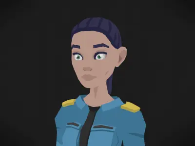 Colorly - Police Girl - Game Ready - Rigged - Customizable Low-poly 3D model