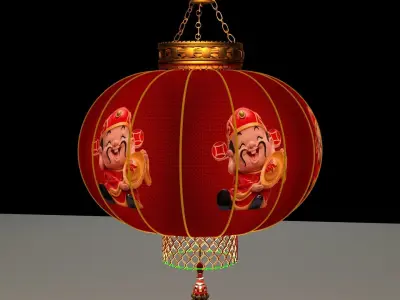 Chinese red lantern Low-poly 3D model purchase
