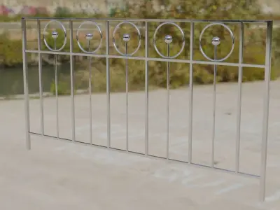  A set of Architectural Steel Fence and Lattice Low-poly 3D model