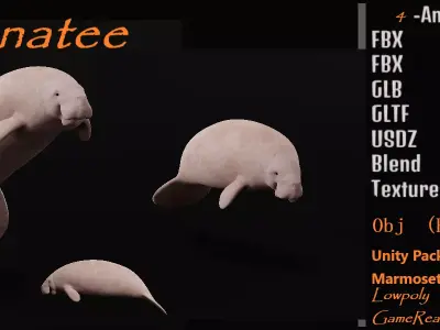 Manatee Low-poly 3D model
