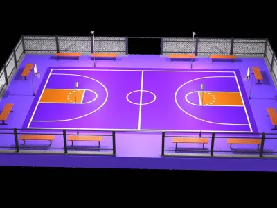 Basketball court A3 Low-poly 3D model