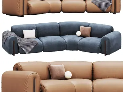  Colle Sectional Sofa With Right Wedge By Natuzzi 3D model