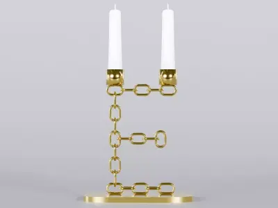 Alphabet E Gold Chain Candleholder 3D Model True 4K PBR Render Low-poly 3D model