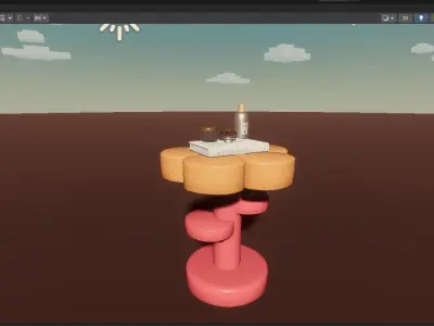 Flower TableSet Low-poly 3D model