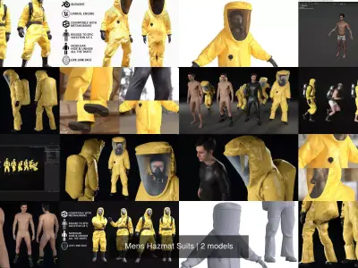 Mens Hazmat Suits 3D Model Collection