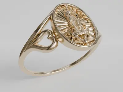 guadalupe medal ring 3D print model