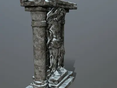 statue 2 column with Low-poly 3D model