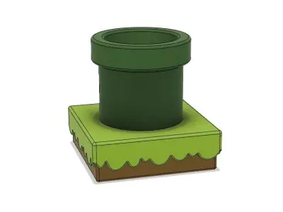 Tube on Grass Mario Free 3D print model