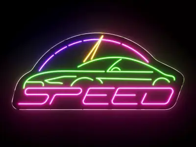 Speed Racing Car Neon Sign 3D model