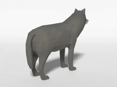 Low Poly Cartoon Grey Wolf Low-poly 3D model