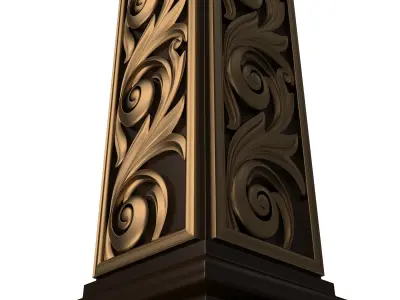 Stair Baluster 04 Red Low-poly 3D model