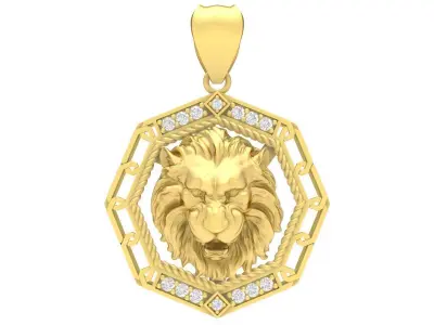 Luxury Lion Head Pendant with Geometric Frame 3606 3D print model