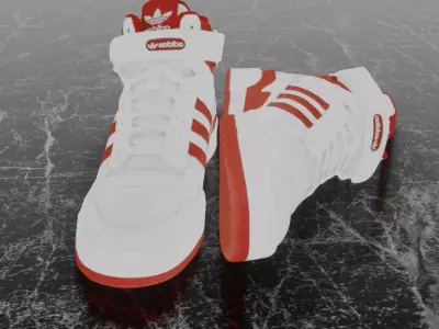 ADIDAS FORUM MID - RED 3D SHOES Low-poly 3D model