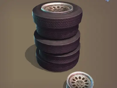 Abandoned Wheel Low-poly 3D model