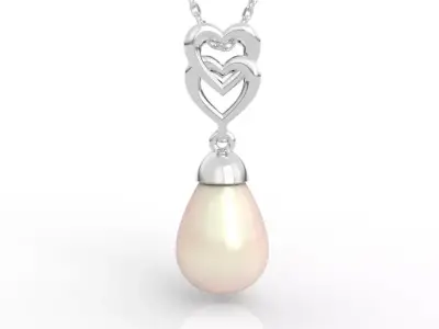 Stunning Double Heart Pearl Pendant 3D print model