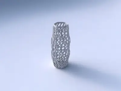 Vase twisted hexagon with bubble grid lattice 3D print model