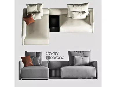 sofa model with cushions and pillows 3D model