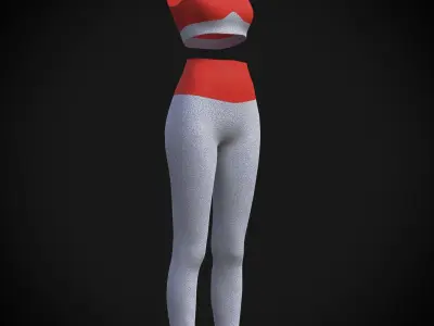 Female active outfit Low-poly 3D model