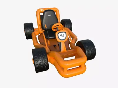 Cartoon Kart H07 Orange - Vehicle Racing Design Low-poly 3D model