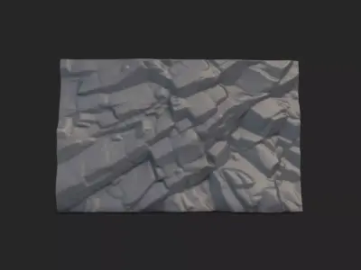 Eroded Granite Stone Wall Prop 3D model
