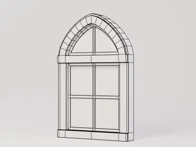 Wooden Window 84x14x130 Low-poly 3D model