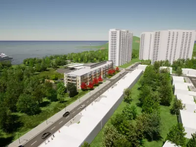 Condominium residential area near sea 3D model