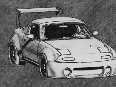 JGTC Mazda Miata NOPRO Roadster GT300 Bodykit Low-poly 3D model