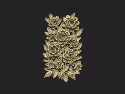 Roses cluster branch thorn love luxury romantic  3D print model