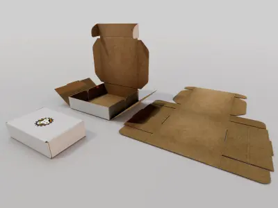 Parametric animatable cardboard box model Low-poly 3D model