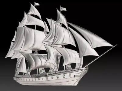 Sailing Ship Bas-Relief for CNC 3D print model