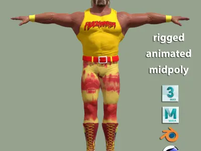 T-Pose rigged Hulk Hogan 3D model