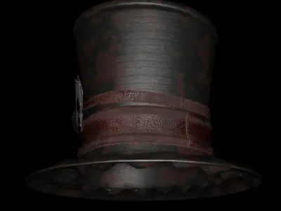 Steampunk Hat old style card Low-poly 3D model