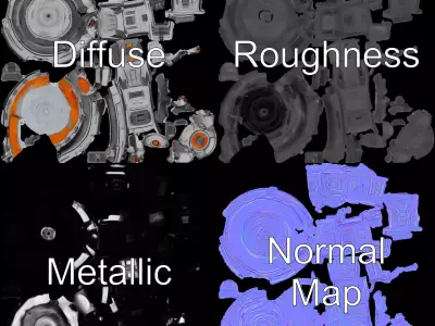 Futuristic Energy Core Model Pack with Glowing Elements Low-poly 3D model