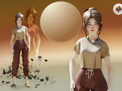  Luna the Scholarly Cat Girl  Low-poly 3D model