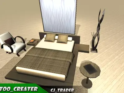 Low-Poly Luxury Bed Room collection 3d model Low-poly 3D model