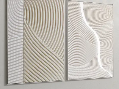 Plaster Two Photo Frame E-13 Low-poly 3D model