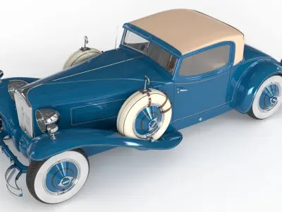 Retro Car 1929 Cord L-29 Low-poly 3D model