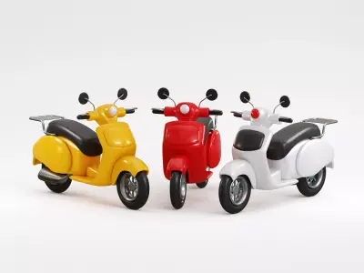 Cartoon Scooter Low-poly 3D model
