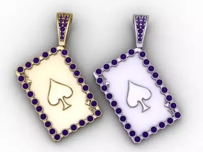 Ace of Spades Pendant   Diamond Border Luxury Card Jewelry STL 3D print model