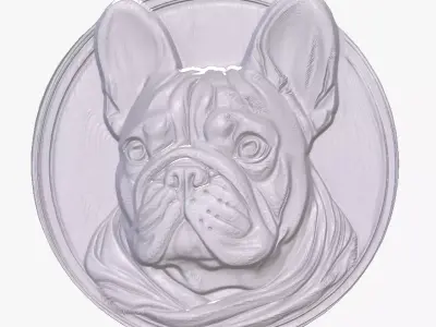 French Bull Dog 4 basrelief for 3D printing 3D print model